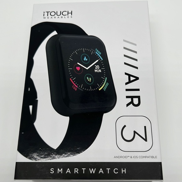 ITOUCH Air 3 Unisex Heart Rate Black Strap Smart Watch 44mm - Picture 2 of 6